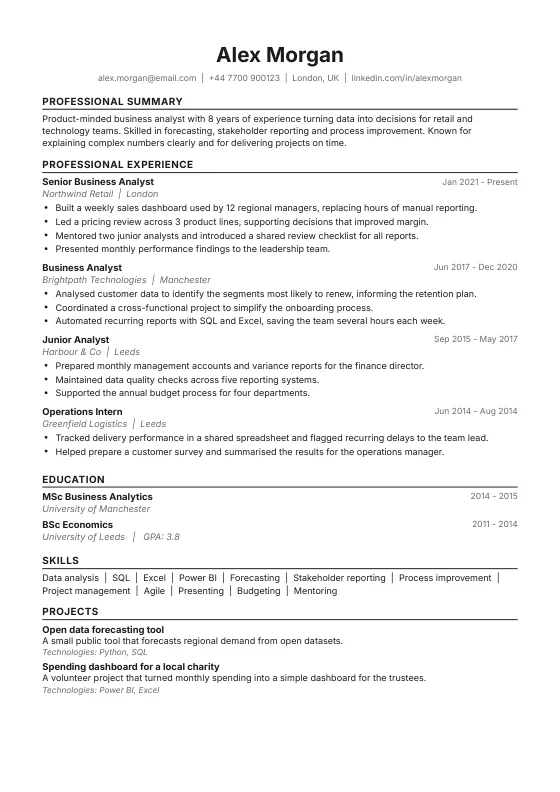 ATS Clean CV template preview