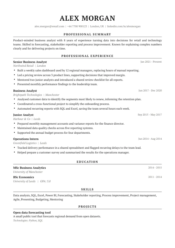 ATS Executive CV template preview
