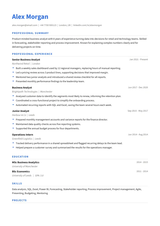 ATS Modern CV template preview