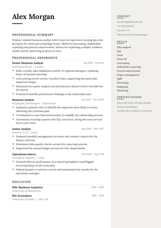 Boardroom CV template preview