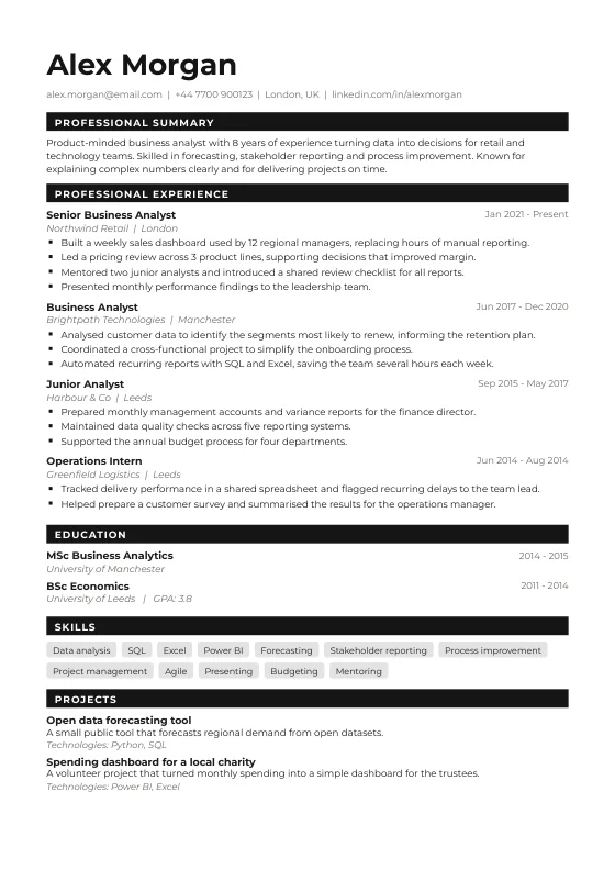 Bold CV template preview