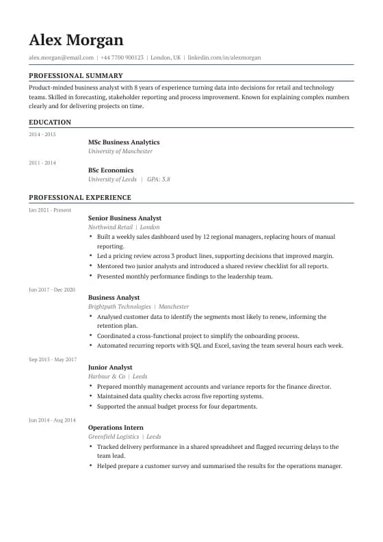 Cambridge CV template preview