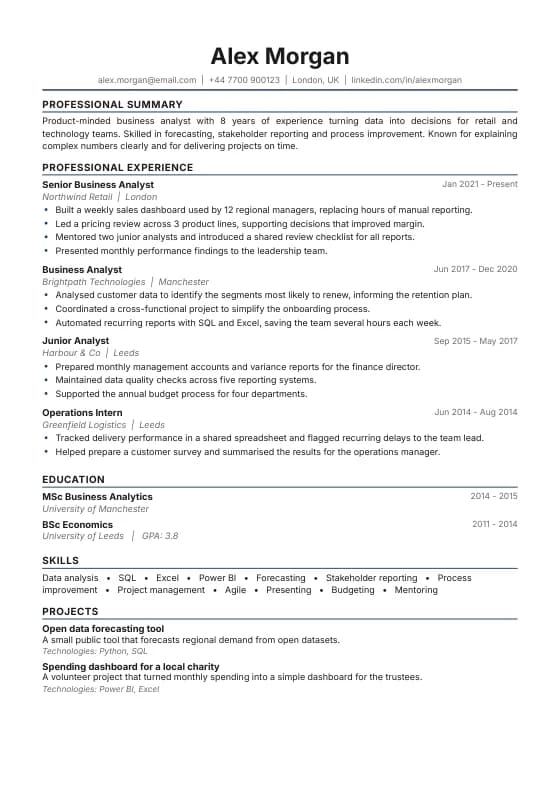 Classic CV template preview