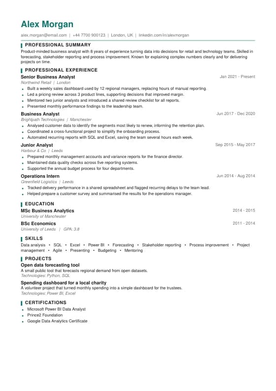Compact CV template preview