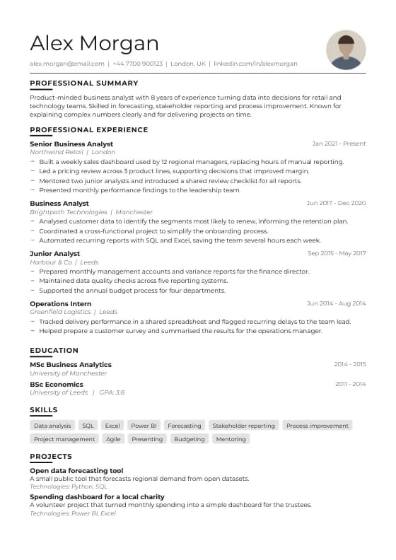 Designer CV template preview