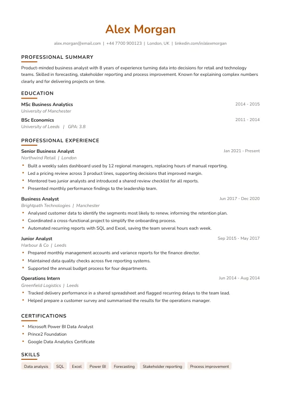 Educator CV template preview