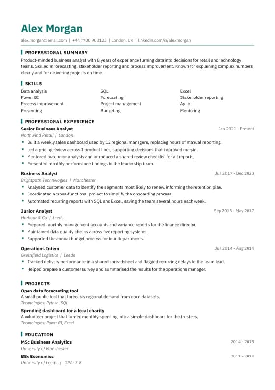 Engineer CV template preview