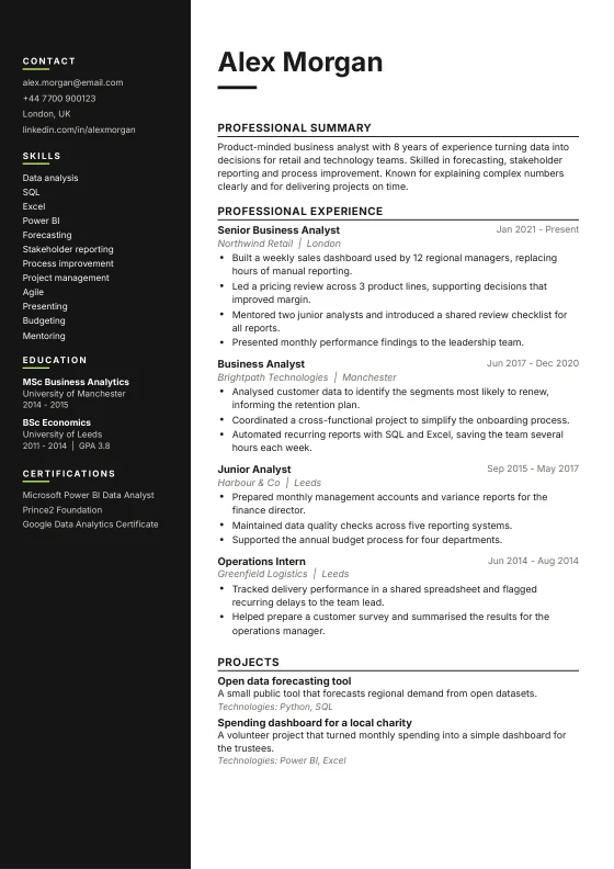 Executive CV template preview