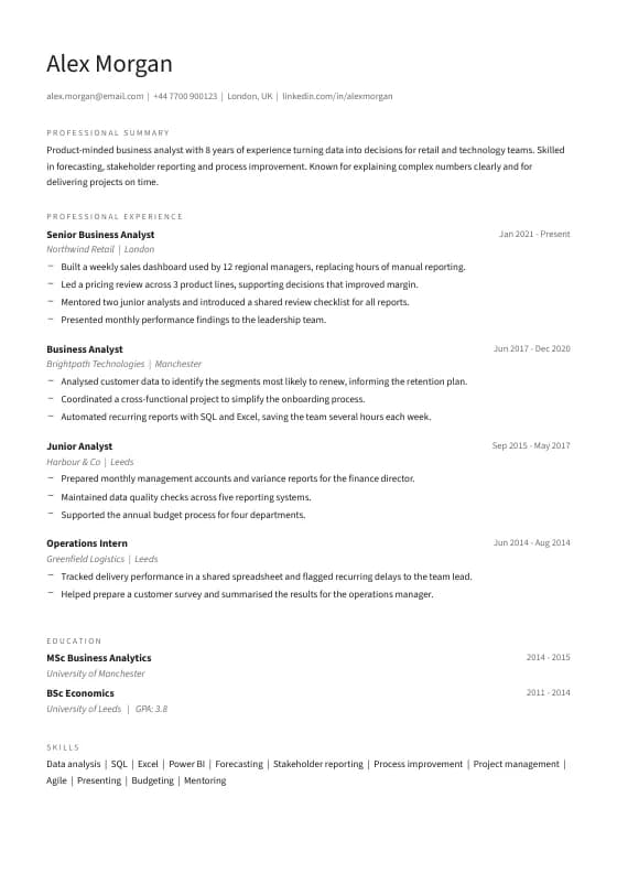 Nordic CV template preview