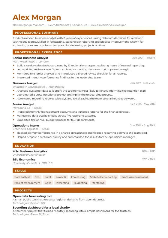 Sales Pro CV template preview