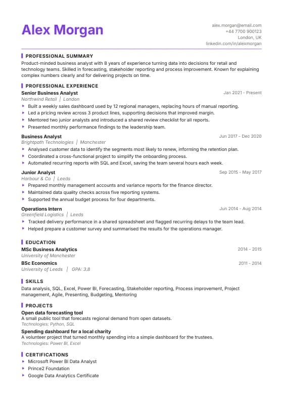 Studio CV template preview