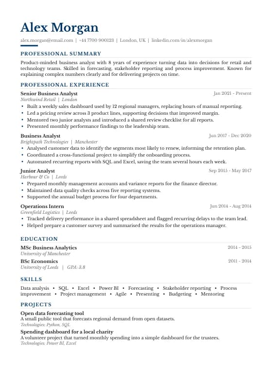 Yale CV template preview